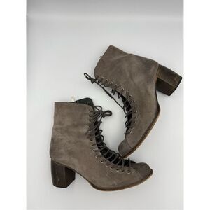 Jeffrey Campbell Womens Gray Suede Leather Lace Up Heeled Boots Size 40